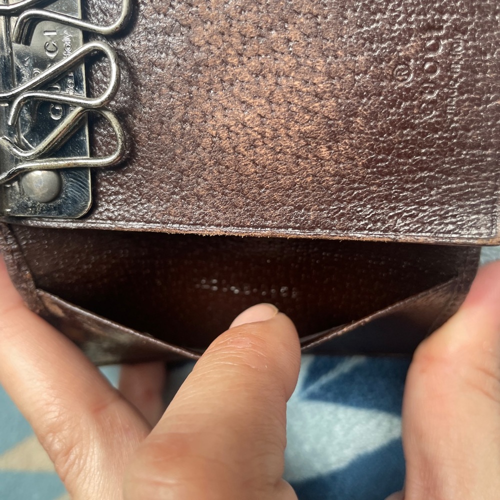 Gucci Brown Monogram Canvas Card Case with Silver-Tone Plate *dirty canvas - Picture 8 of 9